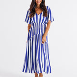 Louisa Dress - Blue Stripe