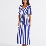 Louisa Dress - Blue Stripe