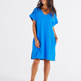 Elise V-Neck Rib Dress - Powder Blue