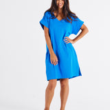 Elise V-Neck Rib Dress - Powder Blue