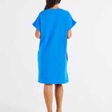 Elise V-Neck Rib Dress - Powder Blue