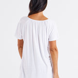 Coral Shirred Tee - White