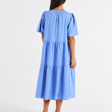 Regina Linen Dress - Berry Blue Stripe