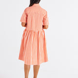 Denver Cotton Dress - Tangerine Stripe