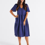 Regina Linen Dress - Navy