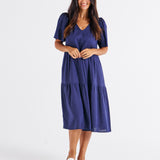 Regina Linen Dress - Navy