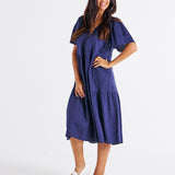 Regina Linen Dress - Navy