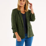 Leopard Jacquard Blazer - Green Leopard Jacquard