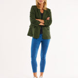 Leopard Jacquard Blazer - Green Leopard Jacquard