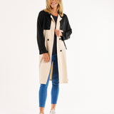 Splice Trench Coat - Black/Ivory