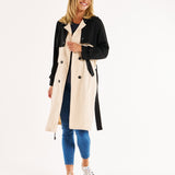 Splice Trench Coat - Black/Ivory