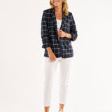 Check Jersey Blazer - Navy Check