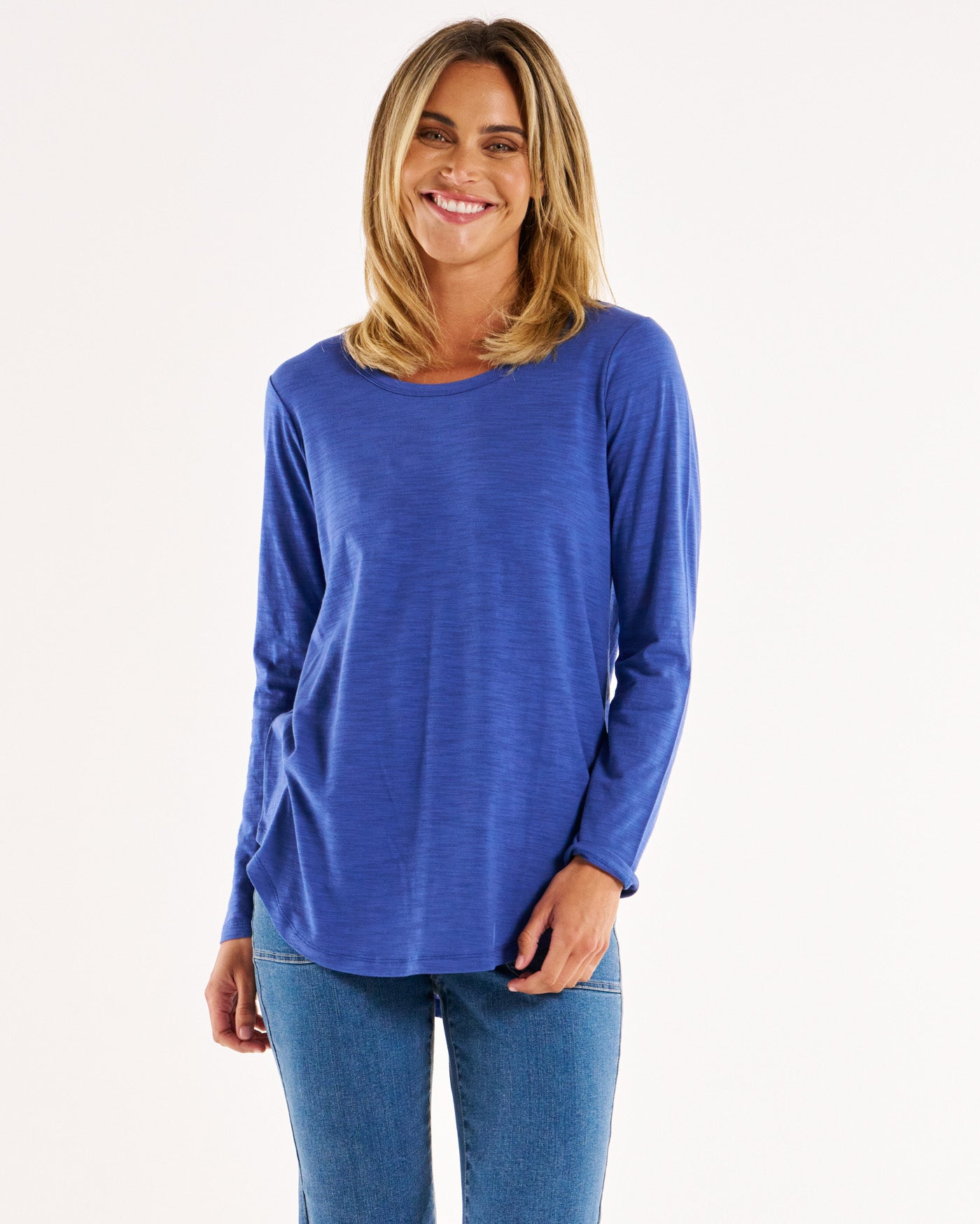 Megan Long Sleeve Top - Ocean Blue