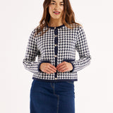 Lady Cardigan - Navy Houndstooth