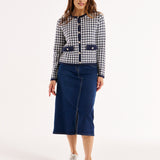 Lady Cardigan - Navy Houndstooth