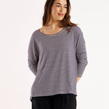 Milan 3/4 Sleeve Top - Nutmeg Stripe