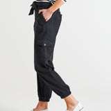 Canterbury Lyocell High Rise Elastic Waist Cargo Pants - Charcoal