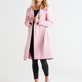 Christina Collared Wrap Midi Coat - Powder Petal Pink