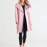 Christina Collared Wrap Midi Coat - Powder Petal Pink