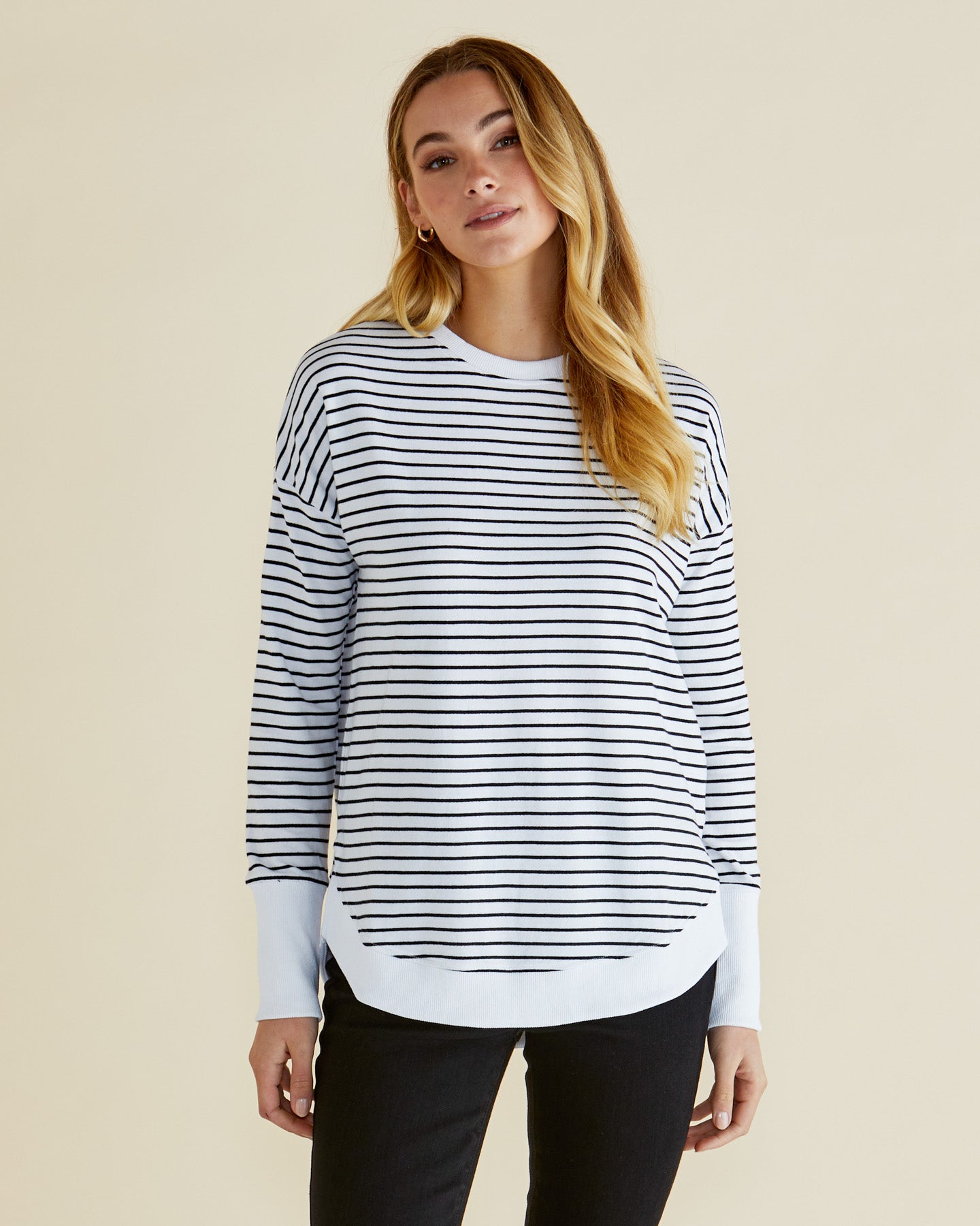 Lucy French Terry Sweat - Awning Stripe