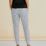 Heidi Jogger Pants - White/Black Stripe