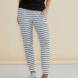 Heidi Jogger Pants - White/Black Stripe