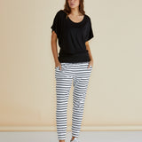 Heidi Jogger Pants - White/Black Stripe