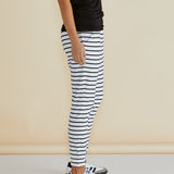 Heidi Jogger Pants - White/Black Stripe