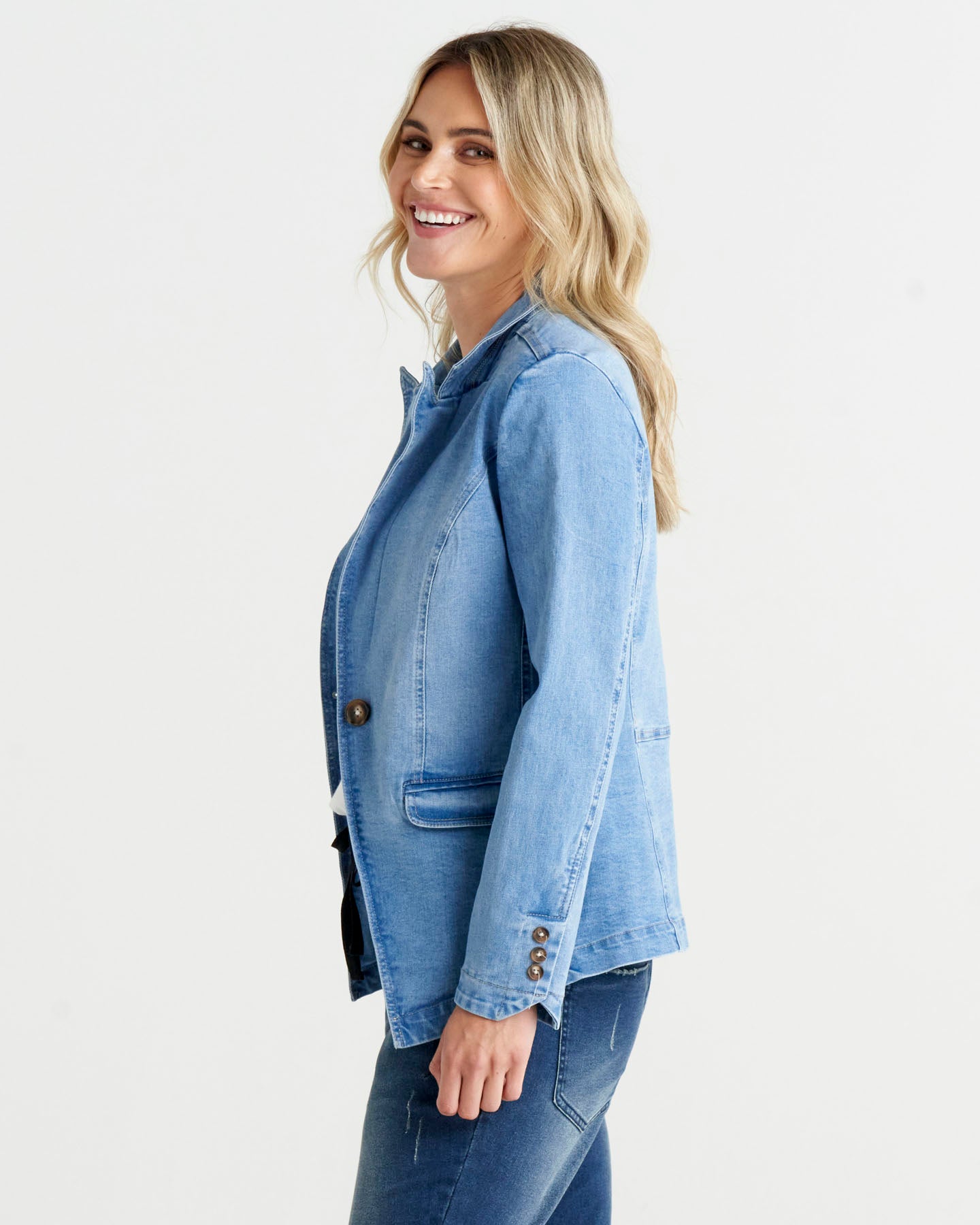 Womens denim blazer discount jacket