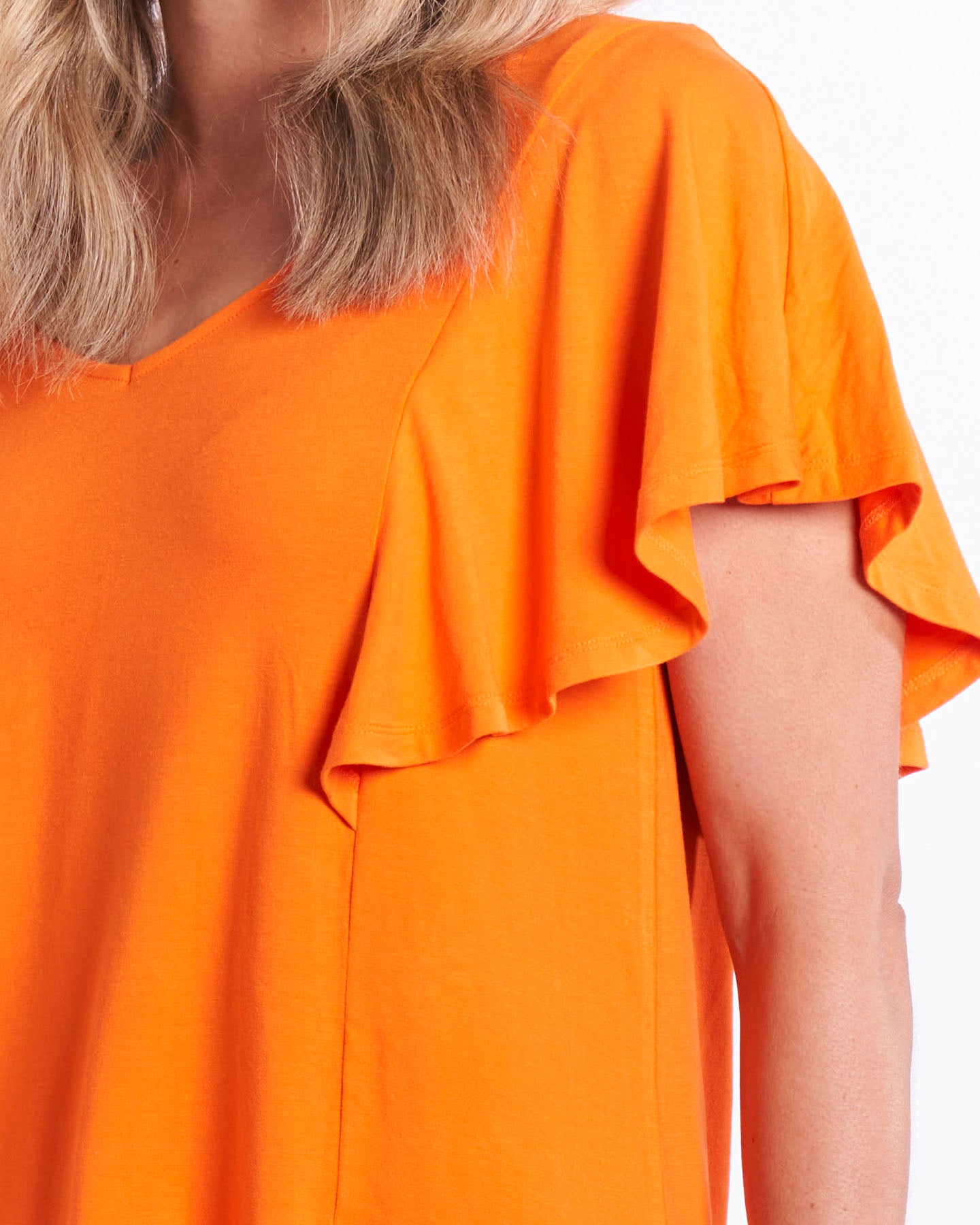 Florence Frill Detail Draped Tee - Mandarin