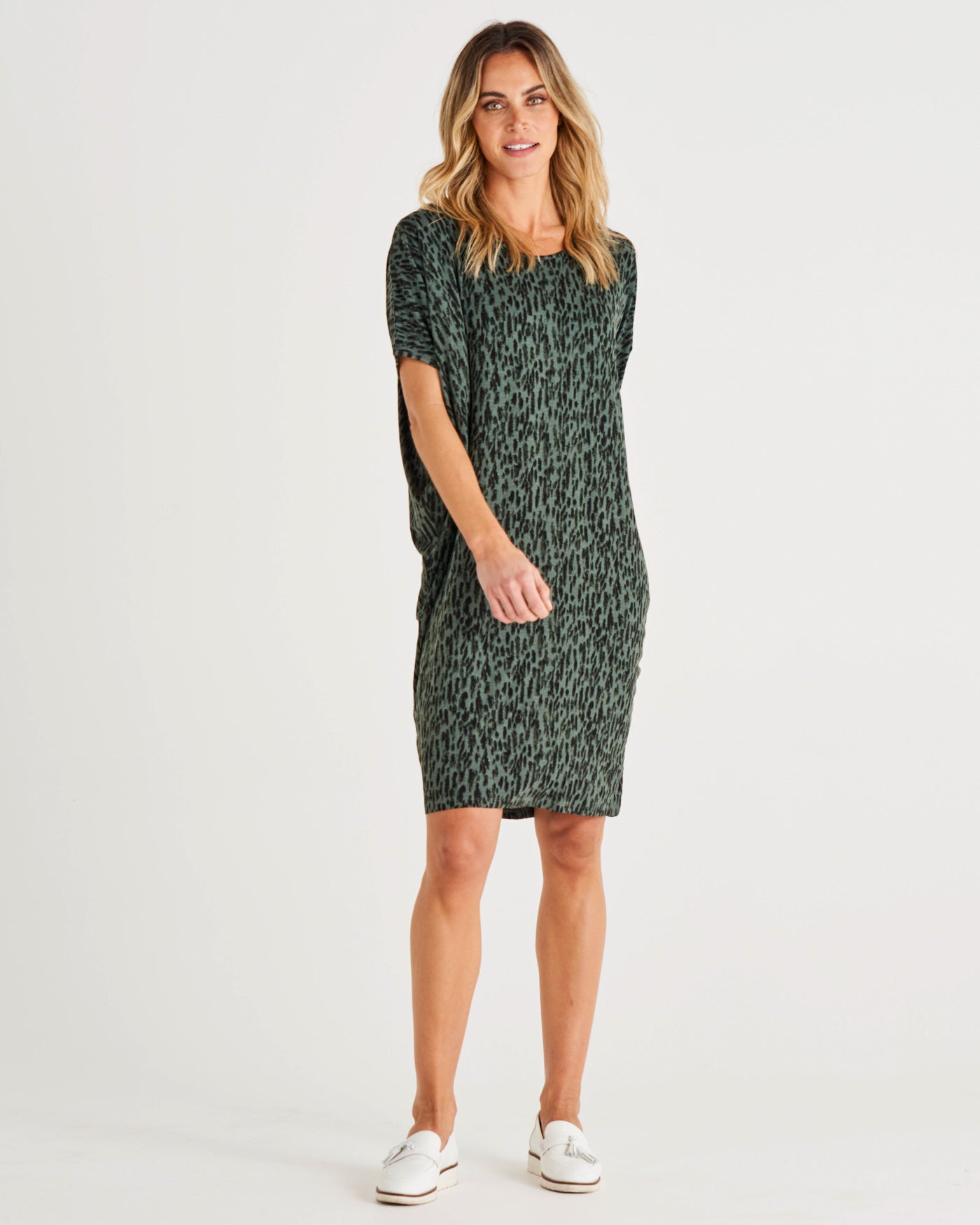 Ke.ned.ik Green Ribbed Short Sleeve Knee Length T-Shirt Dress Womens Size  Medium | eBay